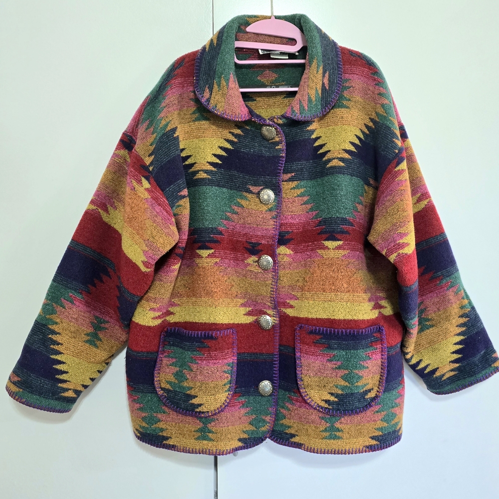 RHONDA STARK. AZTEC Colorful Geometric Patterned Women's Jacket